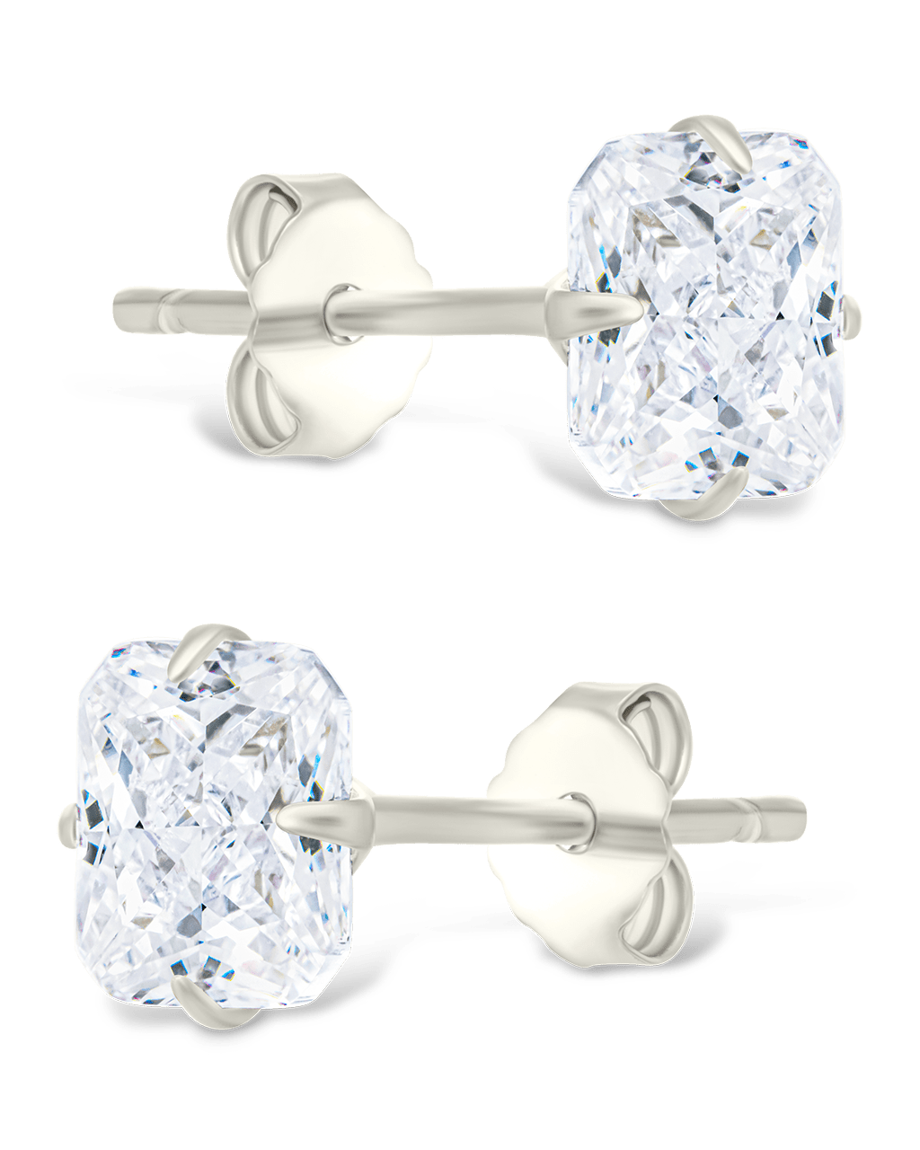 Radiant Cut Prong Set Stud Earrings