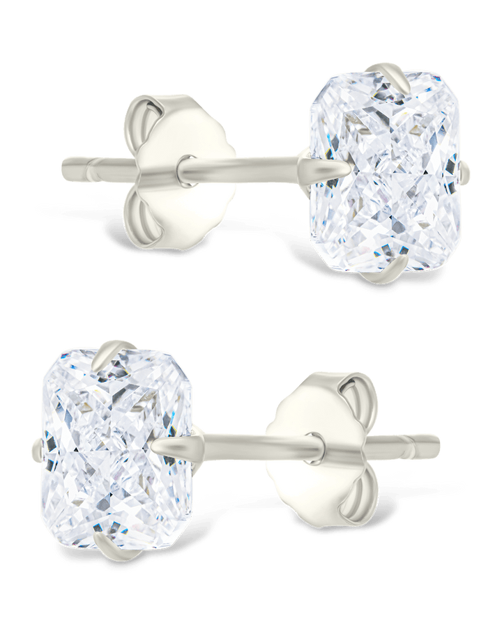 Radiant Cut Prong Set Stud Earrings