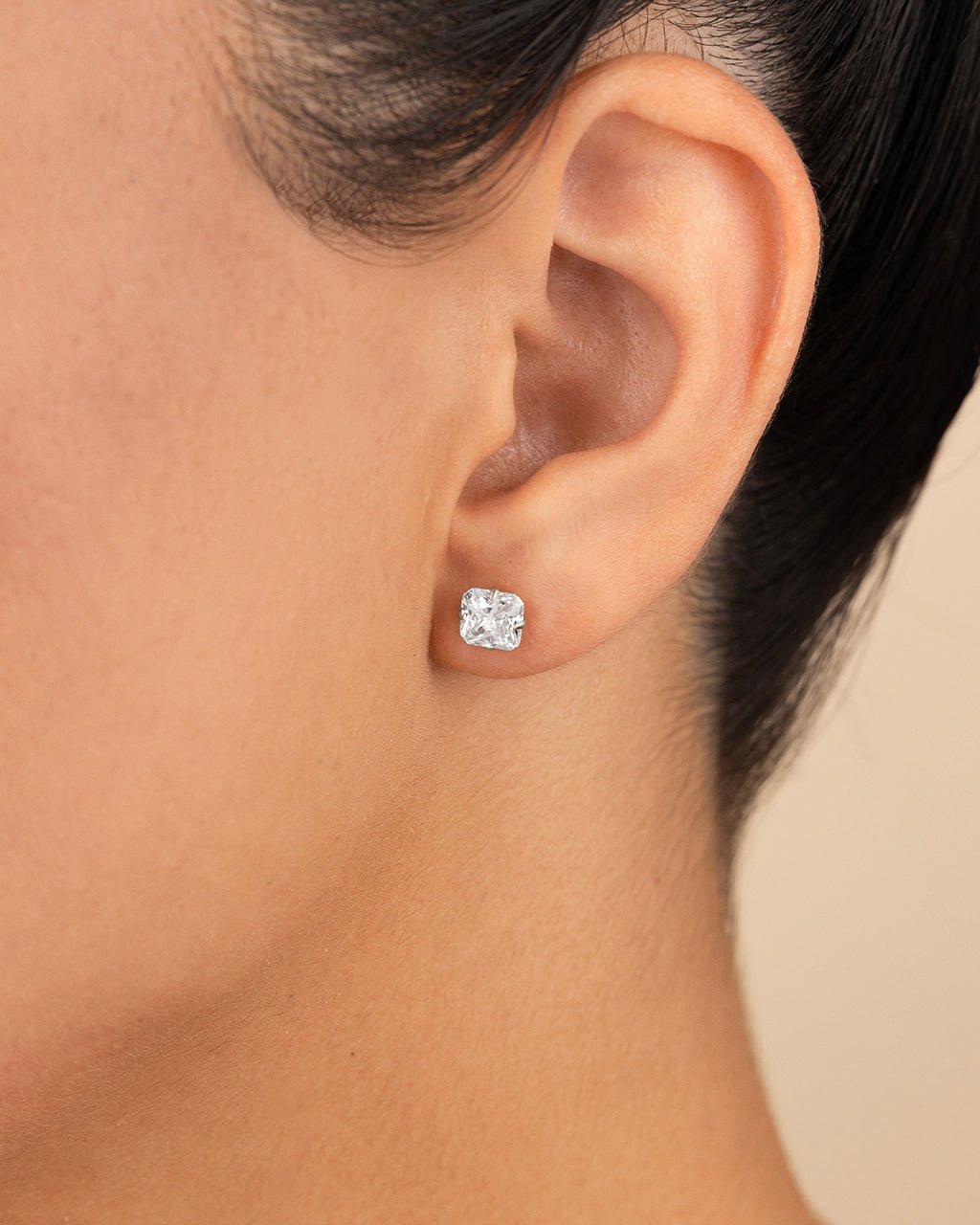 Radiant Cut Prong Set Stud Earrings