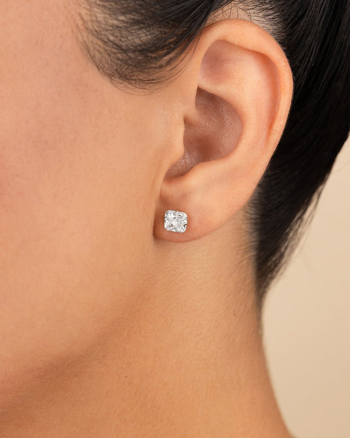 Radiant Cut Prong Set Stud Earrings