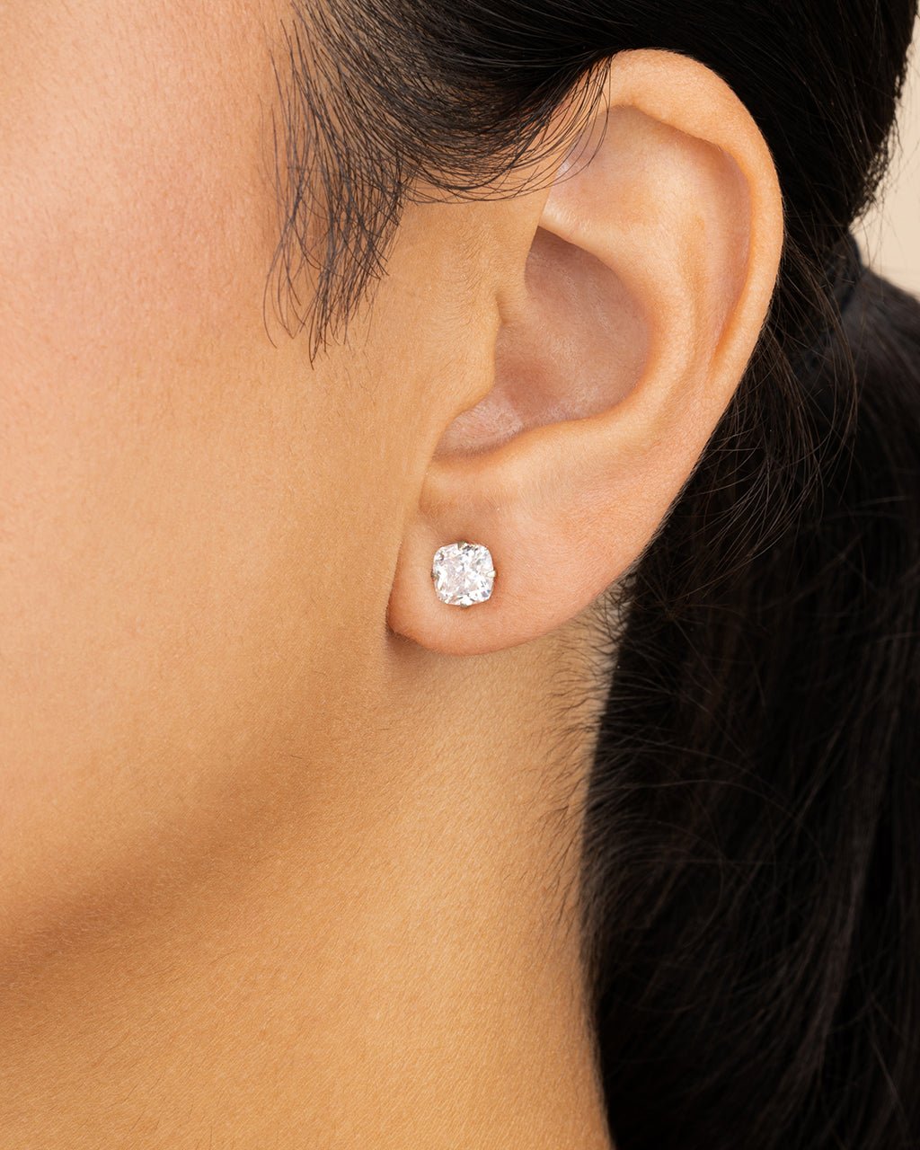 Radiant Cut Prong Set Stud Earrings