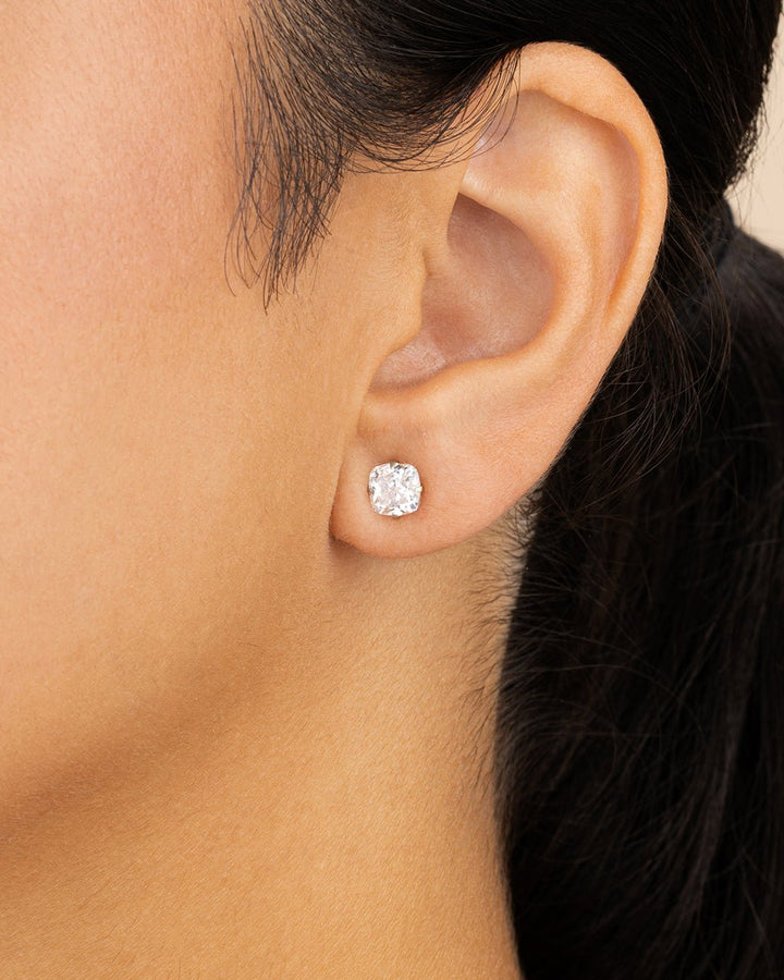 Radiant Cut Prong Set Stud Earrings