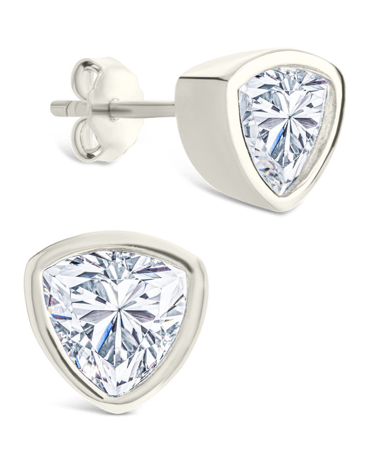 Trillion Cut Bezel Set Stud Earrings