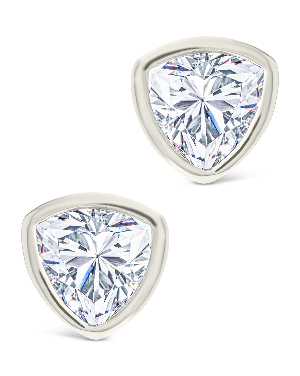 Trillion Cut Bezel Set Stud Earrings