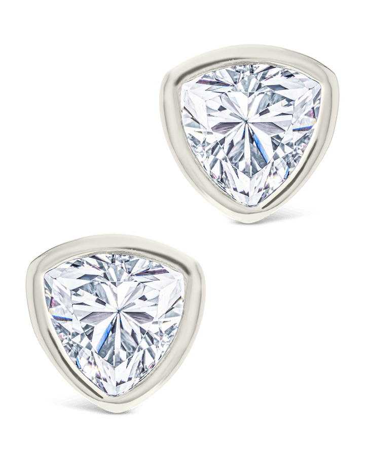 Trillion Cut Bezel Set Stud Earrings