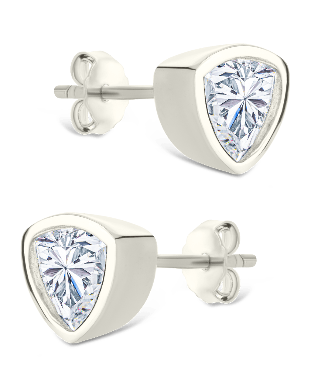 Trillion Cut Bezel Set Stud Earrings