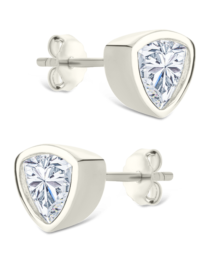 Trillion Cut Bezel Set Stud Earrings