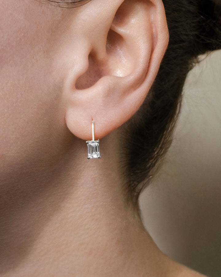 Emerald Cut French Clip Earrings