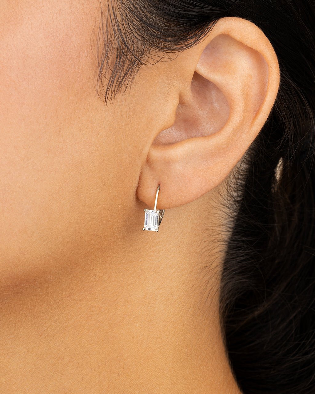 Emerald Cut French Clip Earrings