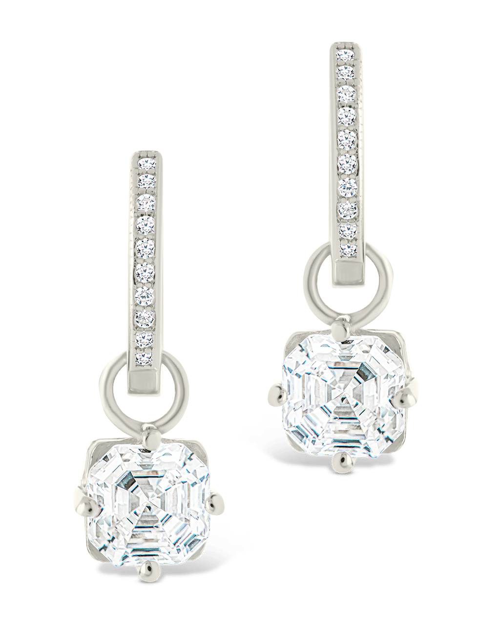 Augusta Asscher Cut CZ Dangle Micro Hoops
