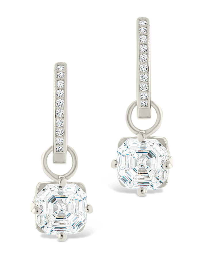 Augusta Asscher Cut CZ Dangle Micro Hoops