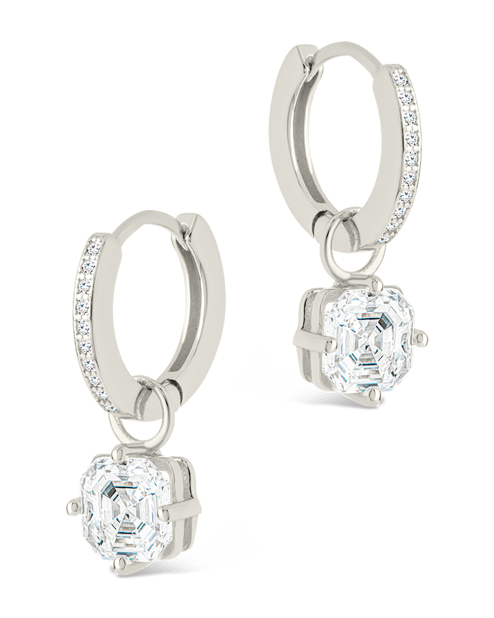 Augusta Asscher Cut CZ Dangle Micro Hoops
