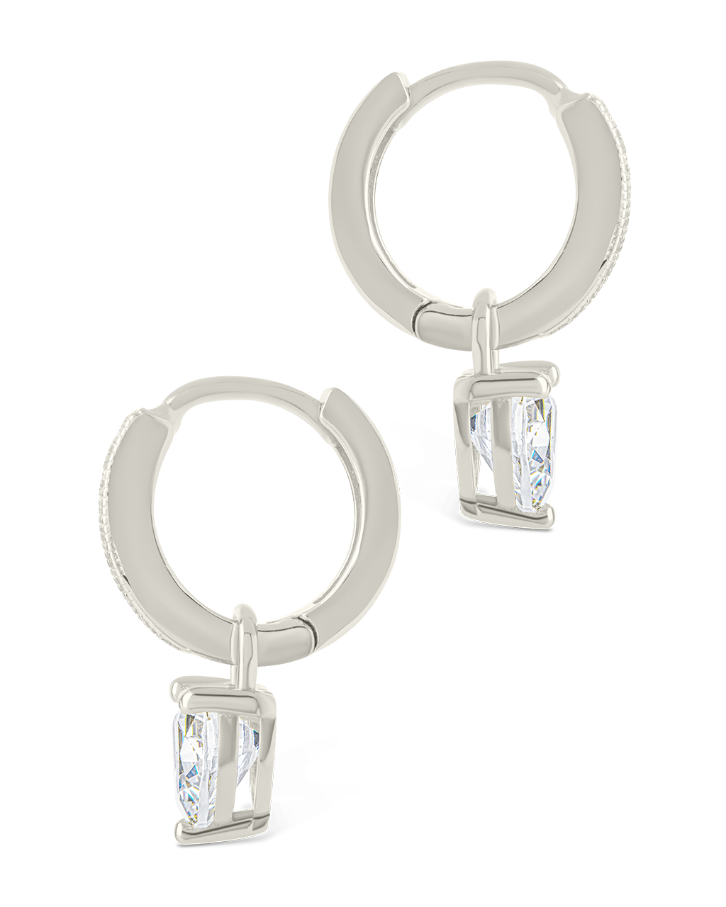 Eugenia Heart Cut CZ Dangle Micro Hoops