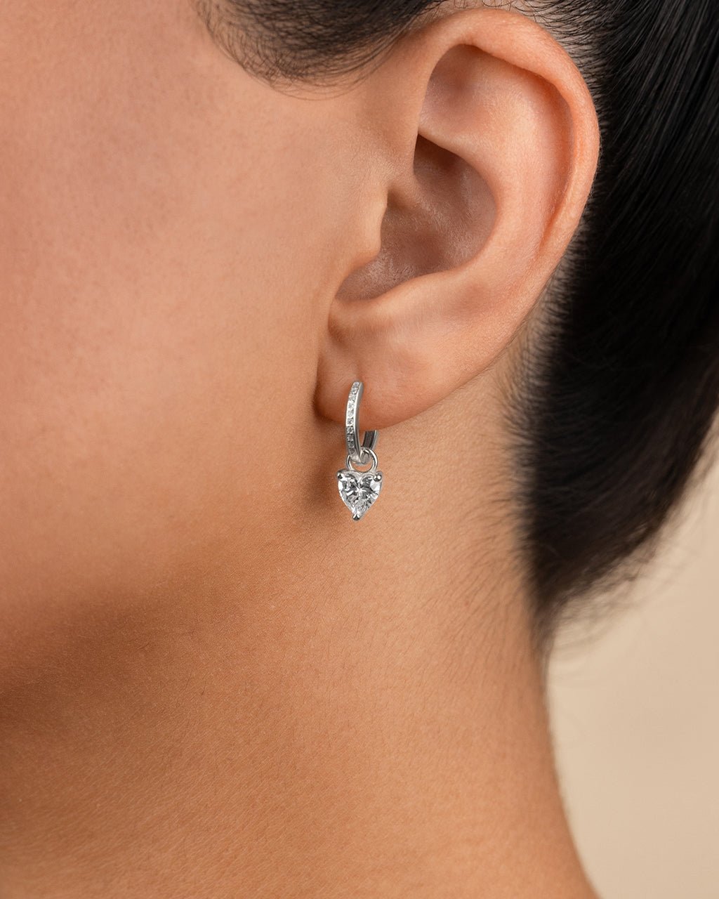 Eugenia Heart Cut CZ Dangle Micro Hoops