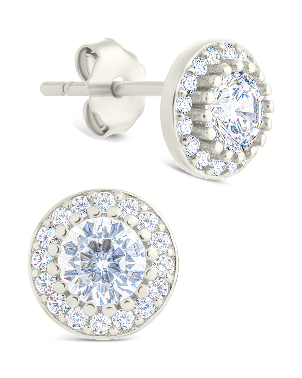 Round Cut Brilliant Halo Studs