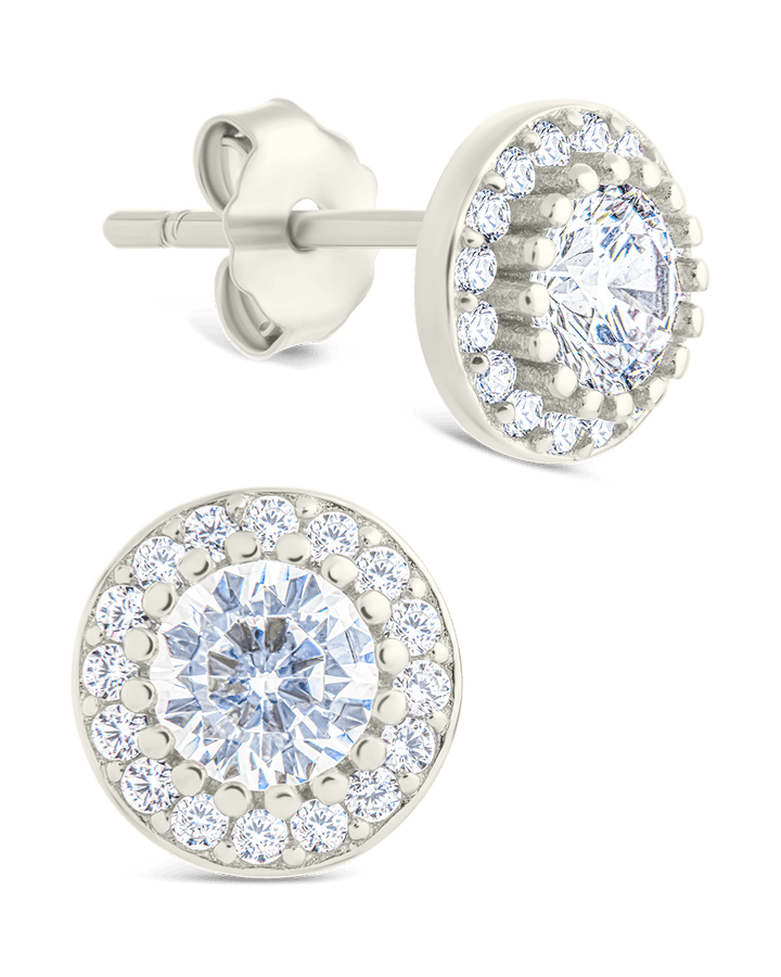 Round Cut Brilliant Halo Studs