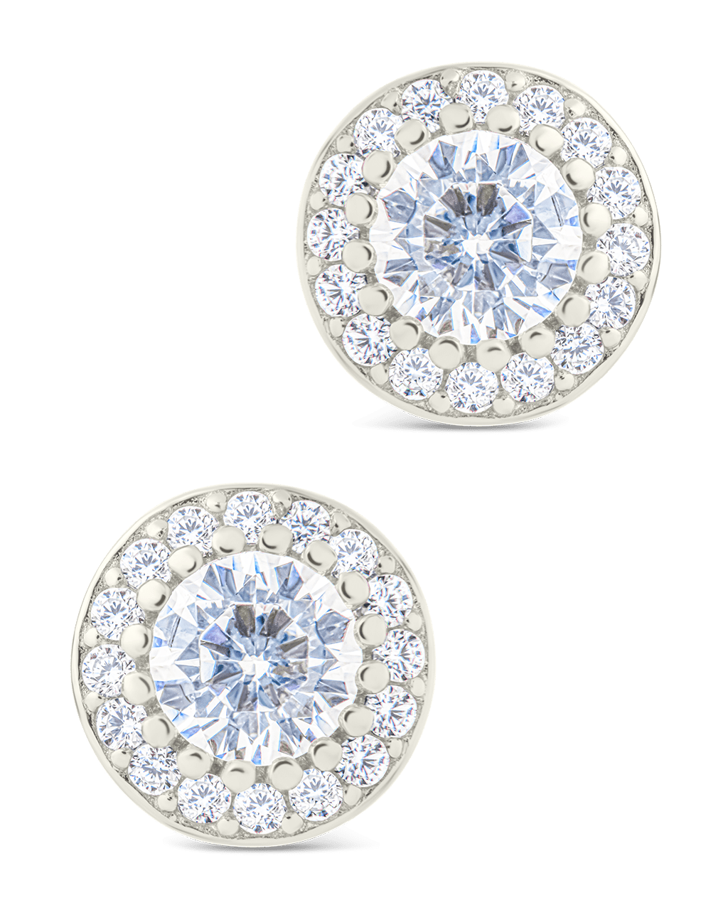 Round Cut Brilliant Halo Studs