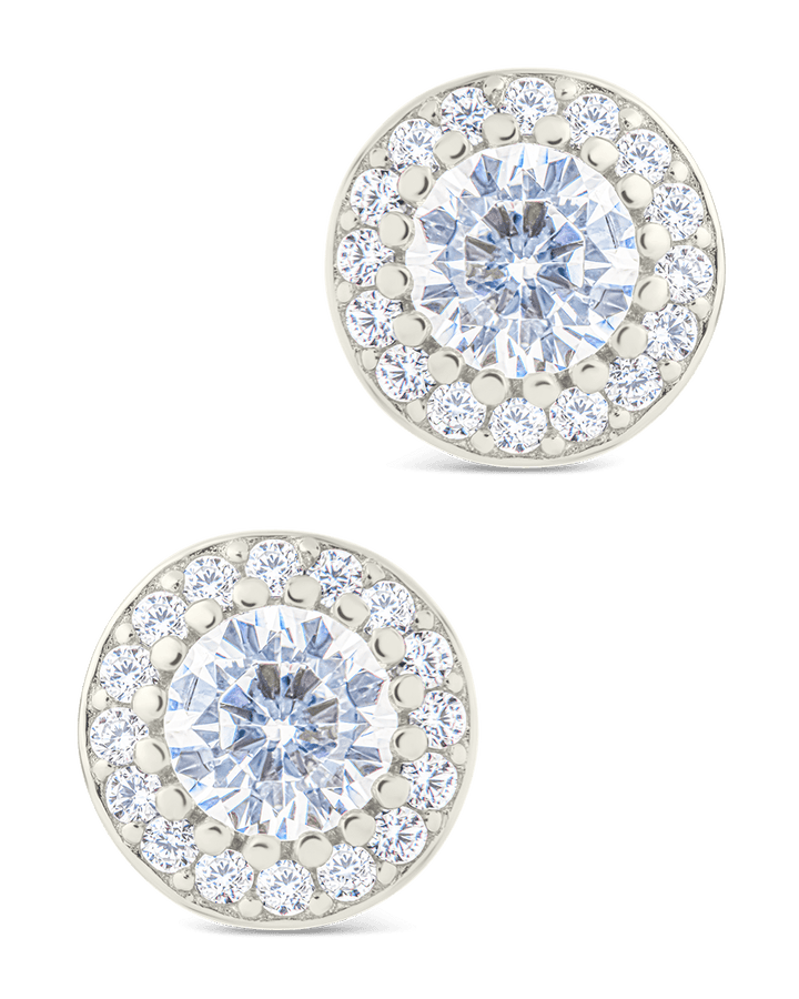 Round Cut Brilliant Halo Studs