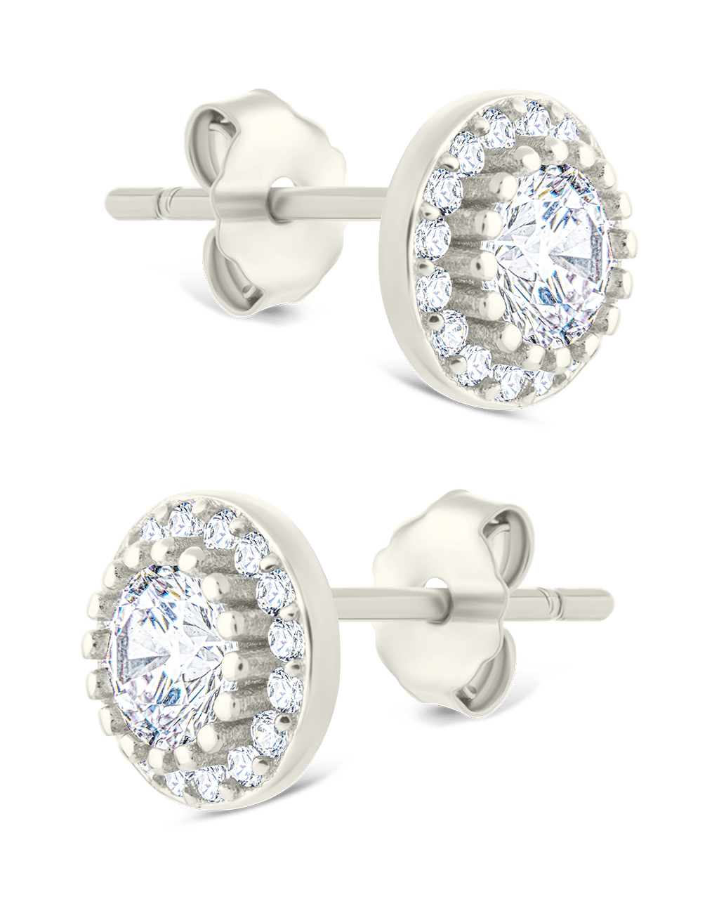 Round Cut Brilliant Halo Studs