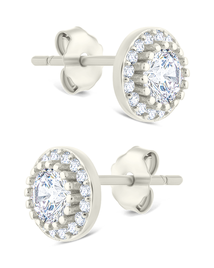 Round Cut Brilliant Halo Studs