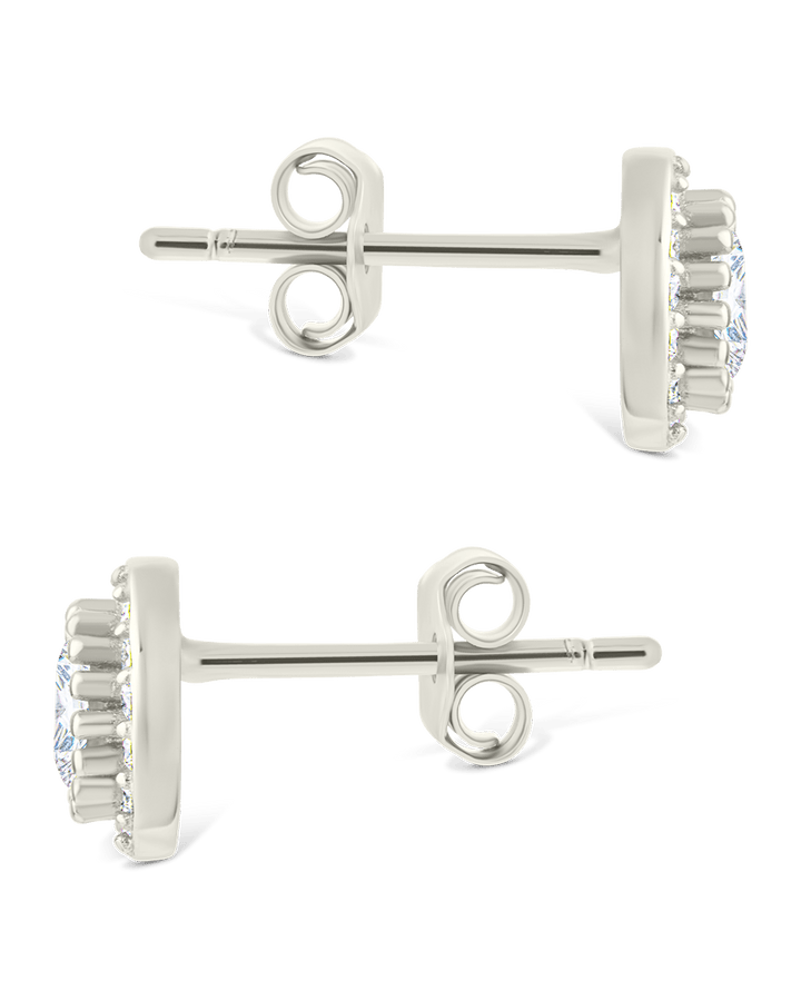 Round Cut Brilliant Halo Studs