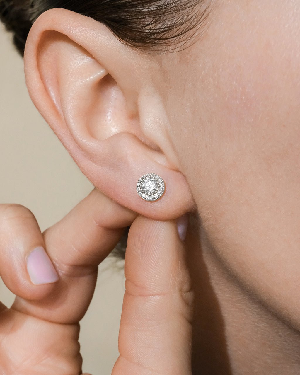 Round Cut Brilliant Halo Studs