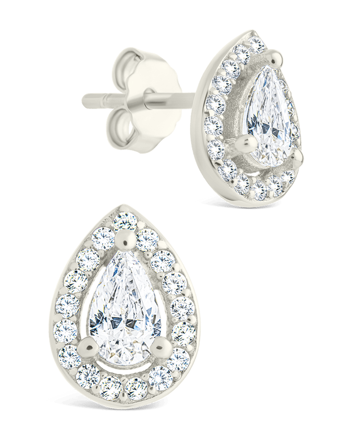 Pear Cut Brilliant Halo Studs