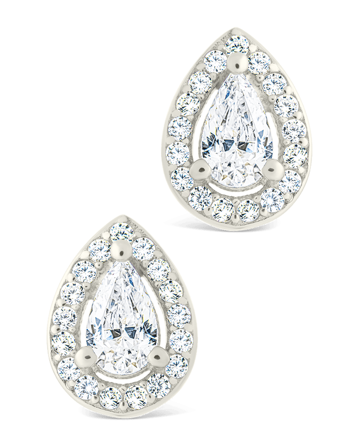 Pear Cut Brilliant Halo Studs