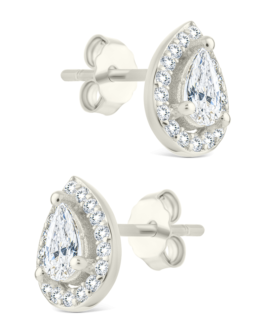 Pear Cut Brilliant Halo Studs
