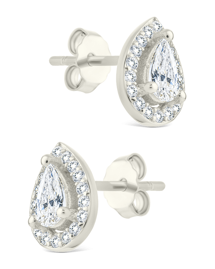 Pear Cut Brilliant Halo Studs