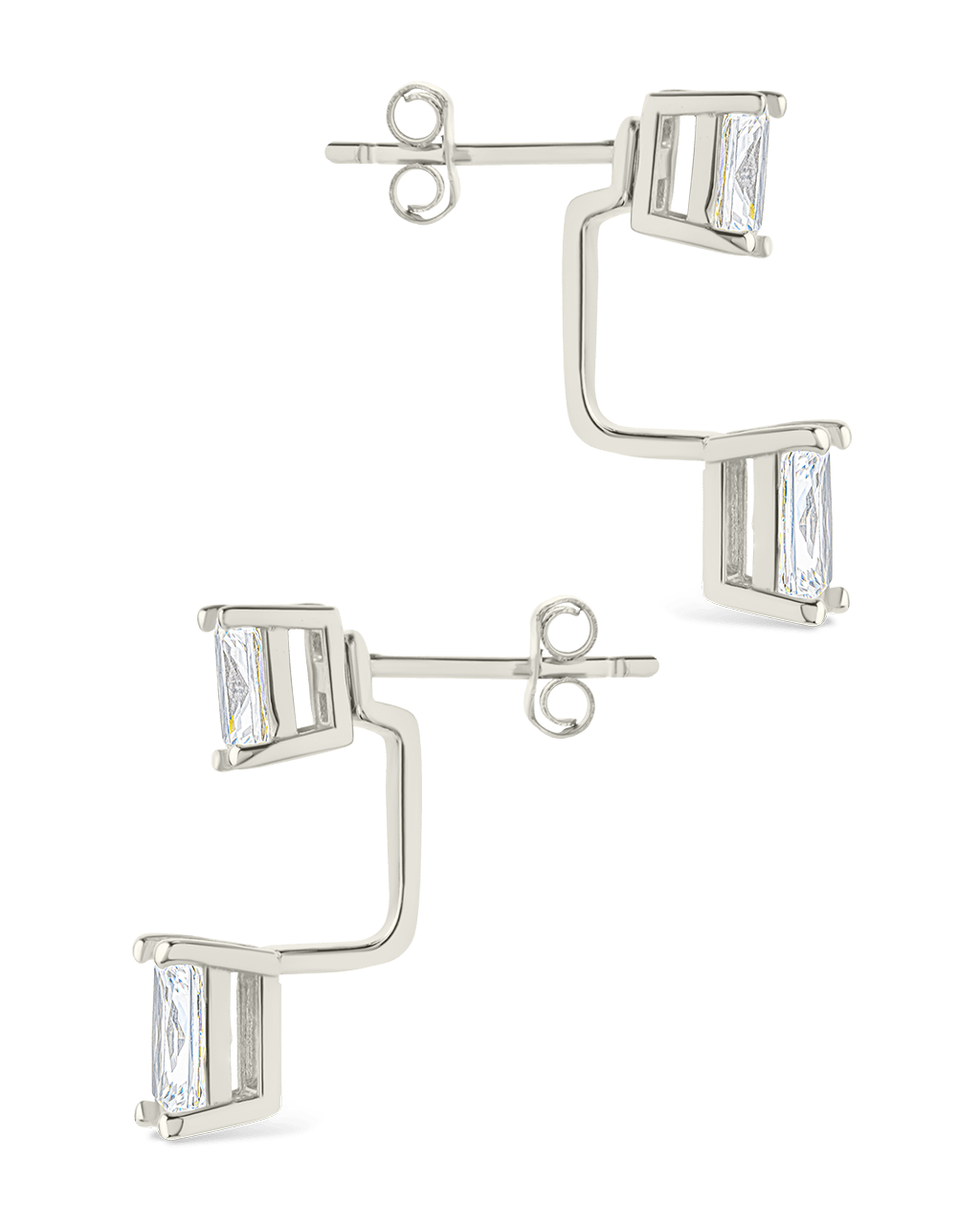 Sterling Silver Emerald Cut Duo Jackets