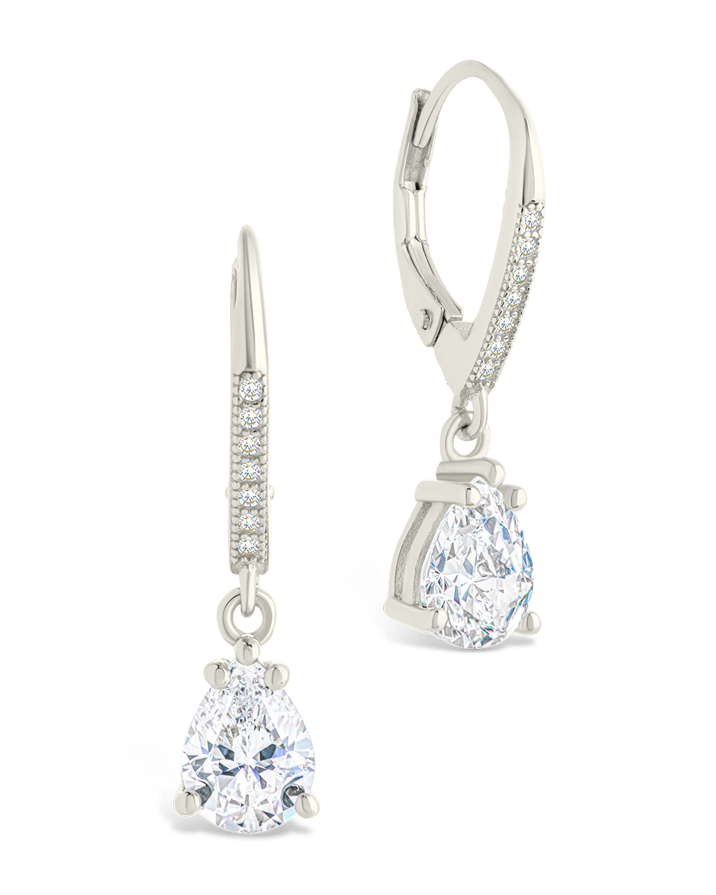 Angelica Pear Cut CZ French Clip Earrings