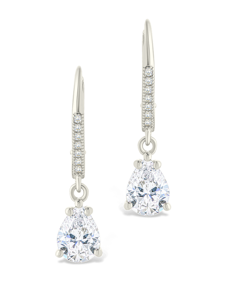 Angelica Pear Cut CZ French Clip Earrings
