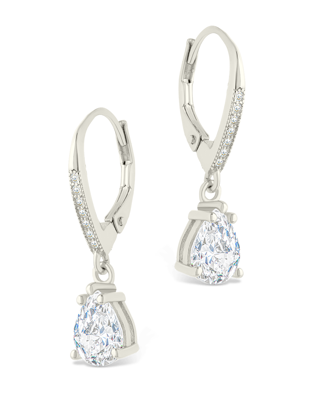 Angelica Pear Cut CZ French Clip Earrings