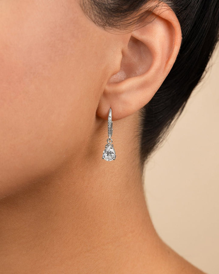 Angelica Pear Cut CZ French Clip Earrings