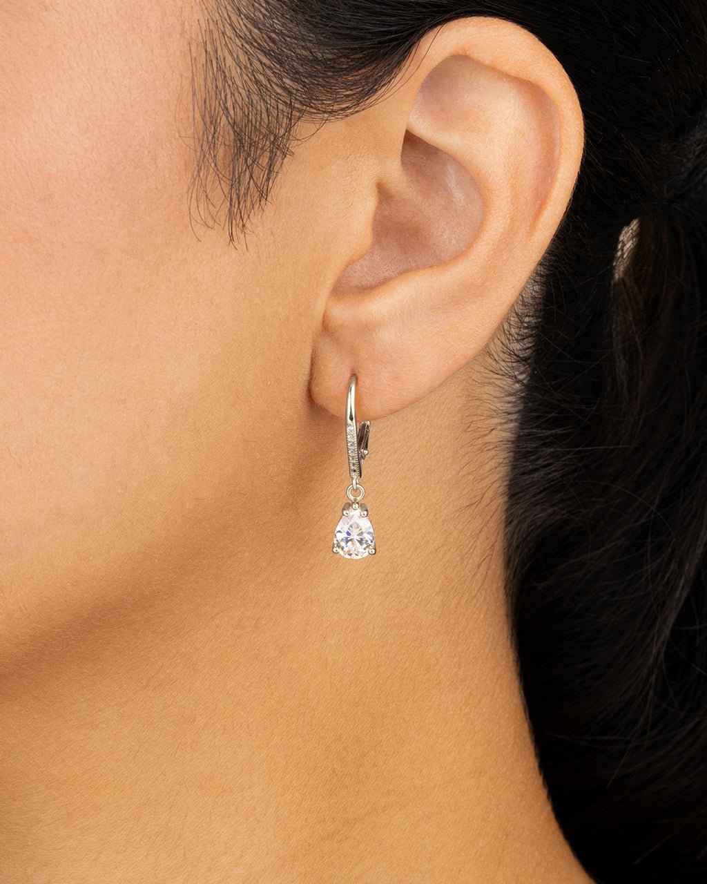 Angelica Pear Cut CZ French Clip Earrings