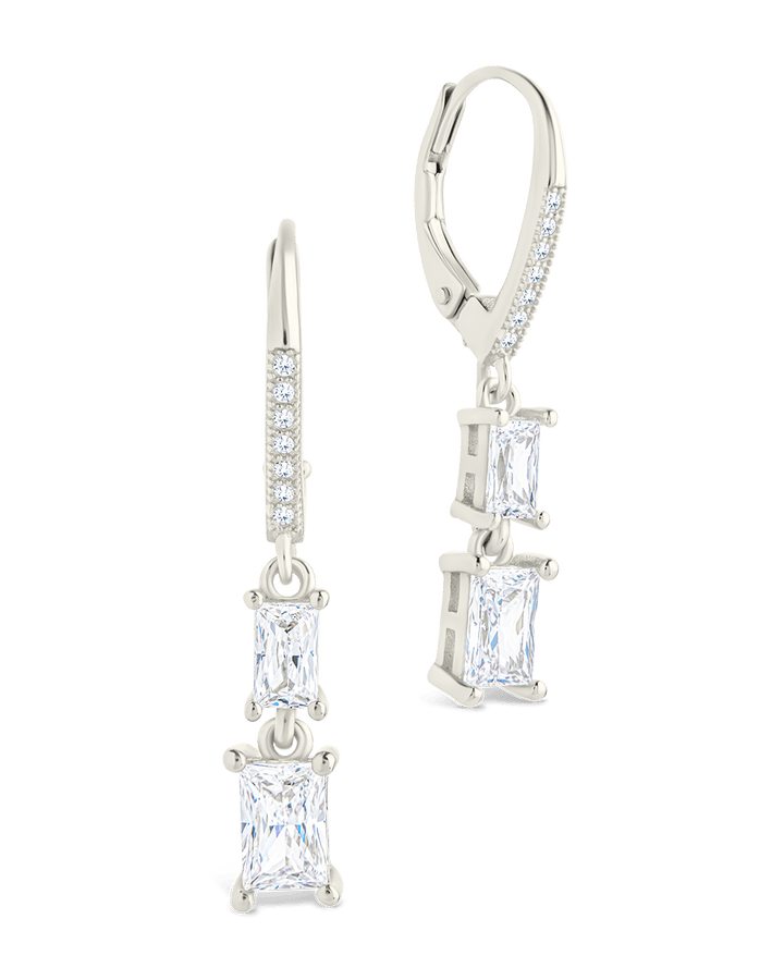Eulalia Emerald Cut CZ French Clip Earrings