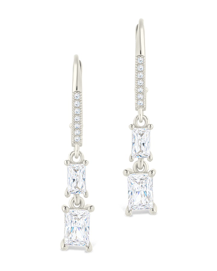 Eulalia Emerald Cut CZ French Clip Earrings