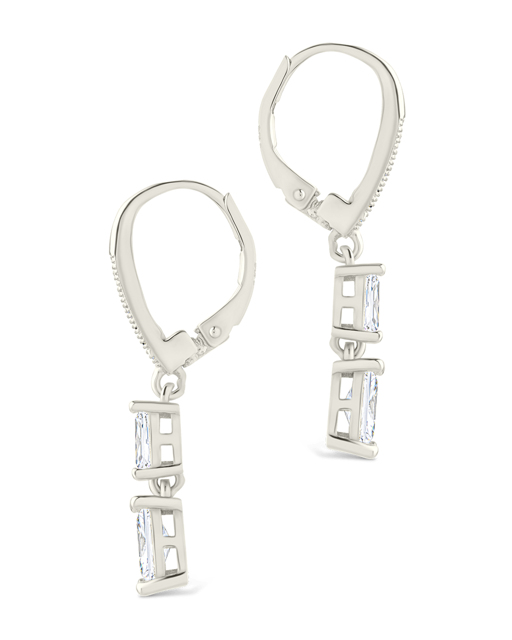 Eulalia Emerald Cut CZ French Clip Earrings