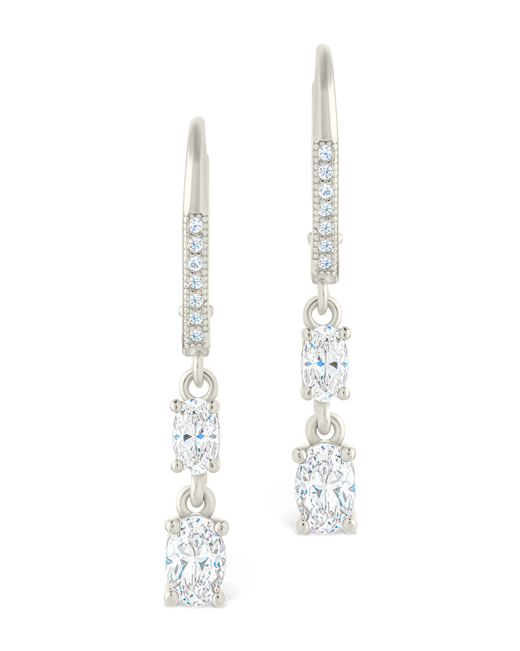 Liesel Oval Cut CZ French Clip Earrings