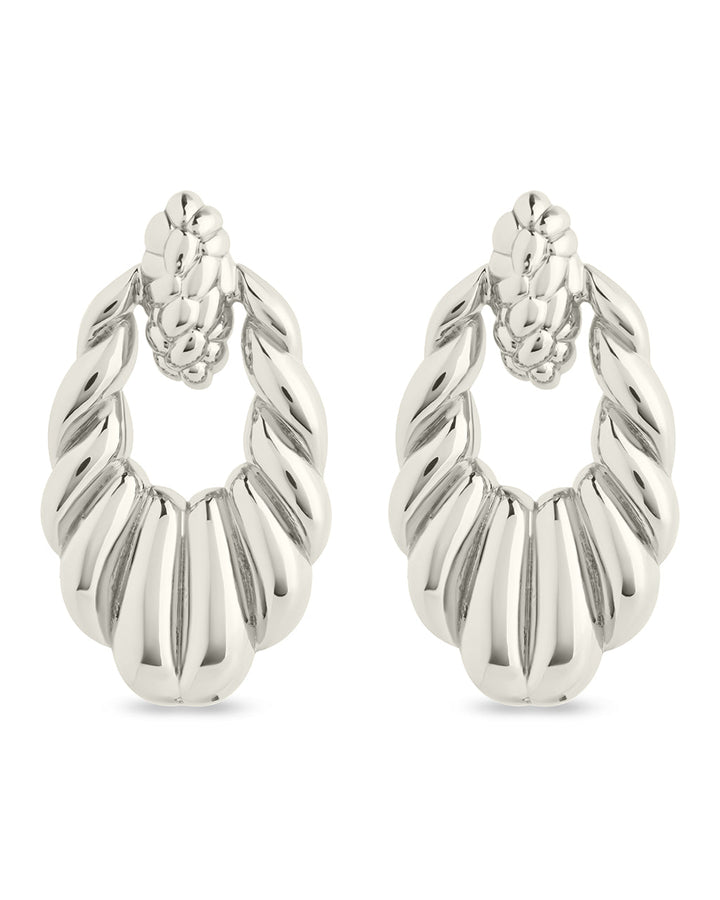 Enid Textured Door Knocker Stud Earrings