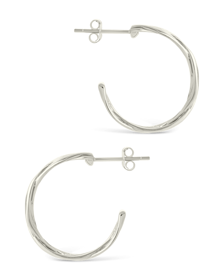 Sterling Silver Janet Ribbed Hoop Earrings
