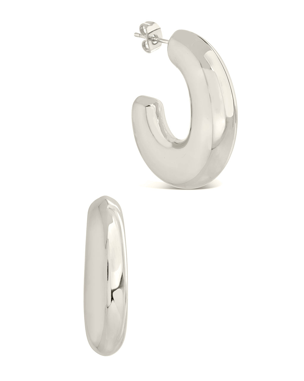 Avril Elongated Chunky Hoop Earrings by Sterling Forever