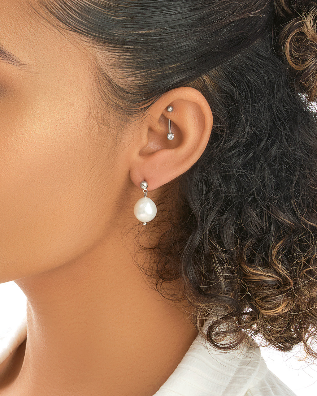 Large Baroque Pearl Drop Studs by Sterling Forever