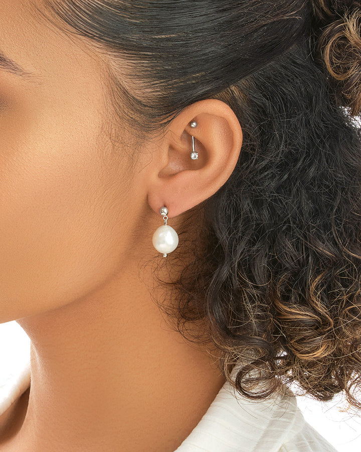 Large Baroque Pearl Drop Studs by Sterling Forever