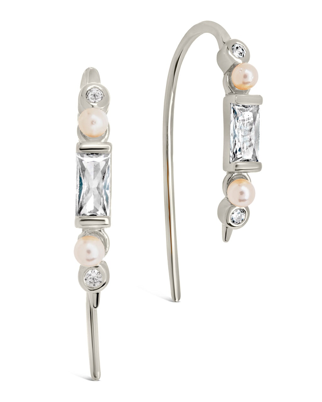 Nadia CZ & Pearl Threader Earrings by Sterling Forever