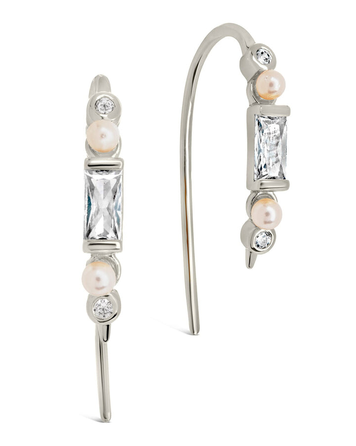 Nadia CZ & Pearl Threader Earrings by Sterling Forever