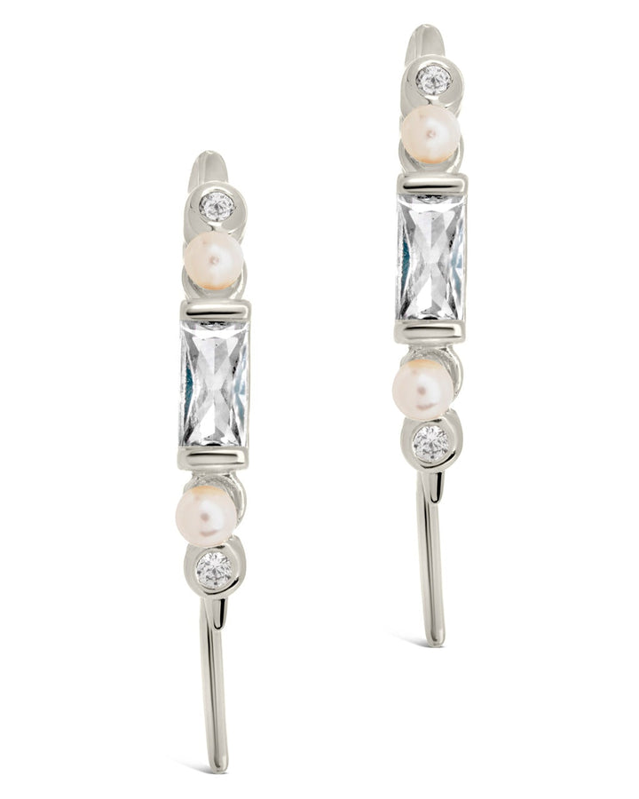 Nadia CZ & Pearl Threader Earrings by Sterling Forever