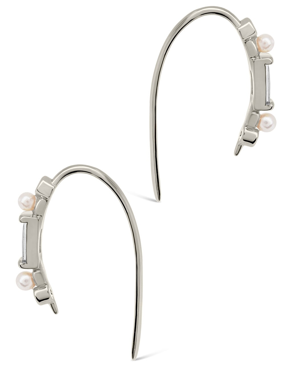 Nadia CZ & Pearl Threader Earrings by Sterling Forever