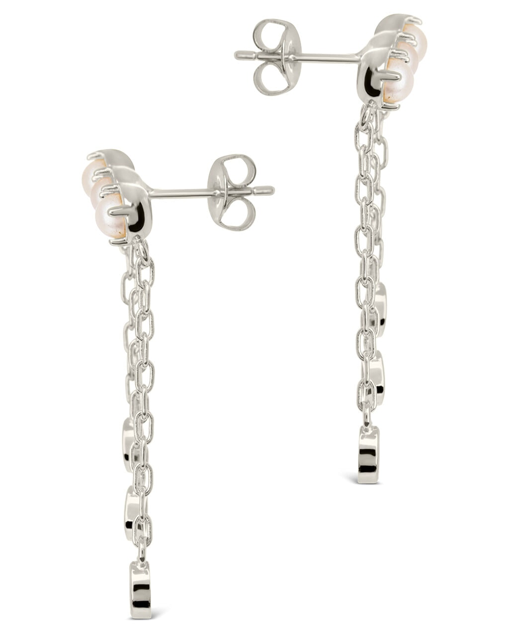 Rhiannon Dangling CZ & Pearl Tiered Stud Earrings by Sterling Forever